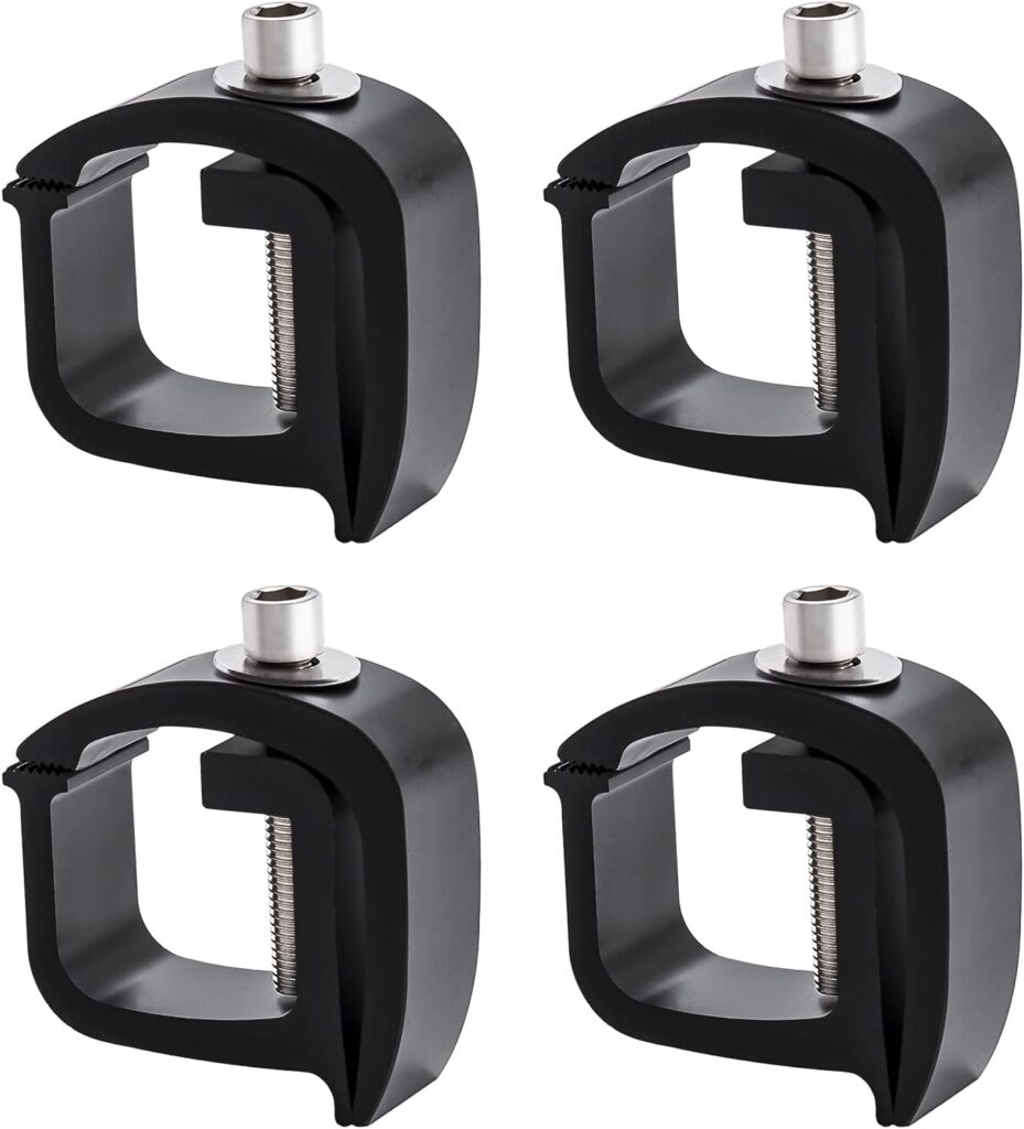 AA-Racks P-AC(4)-01 Set of 4 Aluminum C-Clamps for Non-Drilling Truck Rack  Camper Shell Installation-Black
