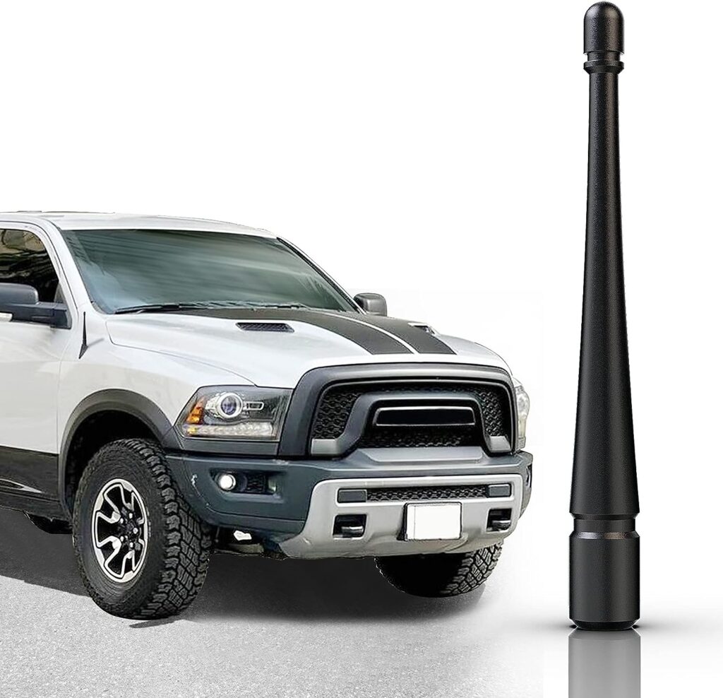 aftid - 4 Inch Aluminum Stubby Antenna Compatible with 1994-2023 Dodge RAM Trucks 1500 | 2500 | 3500