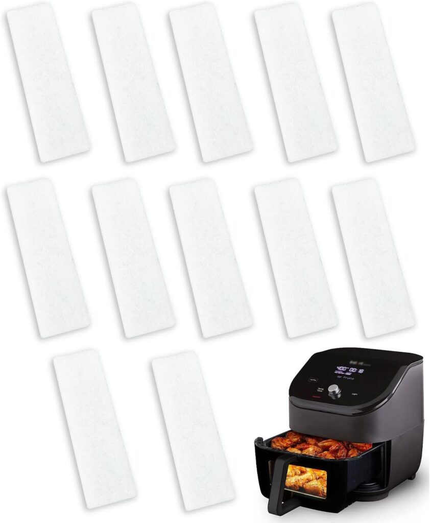 Air Fryer Replacement Filters, 12PCS Air Fryer Accessories Replacement Filters Compatible with Instant Vortex Plus 6QT, Absorb Lampblack and Erase Odor Safety  Healthy (White)