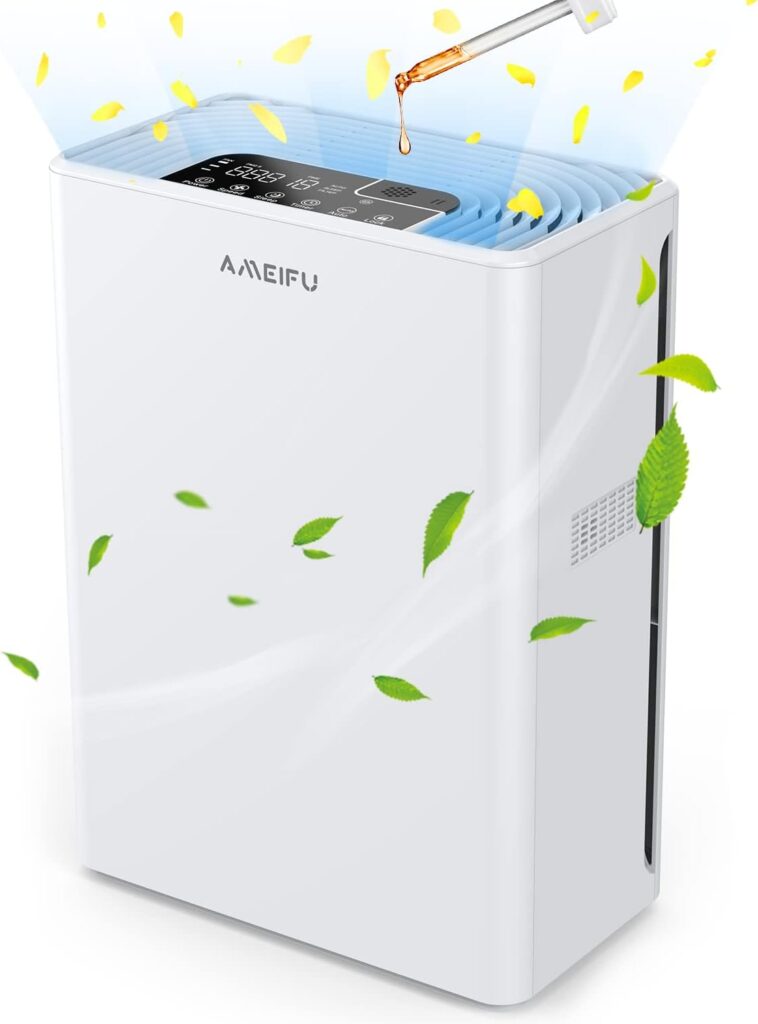AMEIFU Air Purifiers for Home Large Room up to 1740ft², Hepa Air Purifiers, H13 True HEPA Air Filter for Wildfires, Pets Hair, Dander, Smoke, Pollen, 3 Fan Speeds, 5 Timer, Sleep Mode 15DB Air Cleaner
