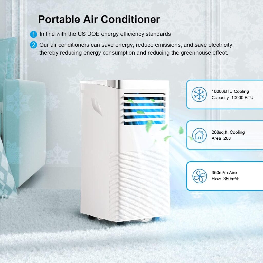 AOXUN 10000BTU Portable Air Conditioner Dehumidifier with Remote Control, 3-IN-1 Portable AC Unit with Cooling, Dehumidifier, Fan, 24H Timer (Window Venting Kit Included)