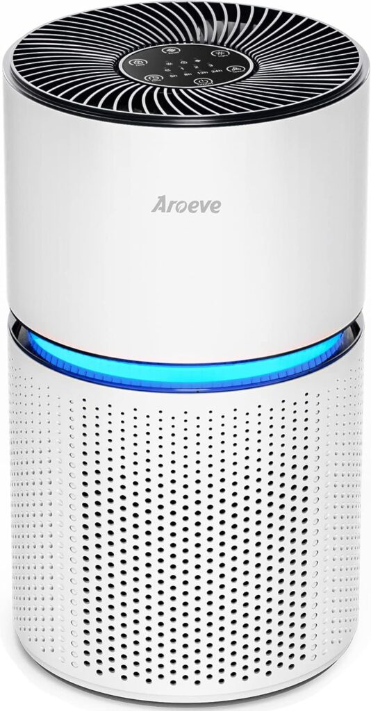 AROEVE Air Purifiers for Home Large Room Up to 1095 Sq Ft Air Cleaner Coverage CADR 220m³/h H13 True HEPA Remove 99.9% of Dust, Pet Dander, Pollen for Office, Bedroom, MK03- White