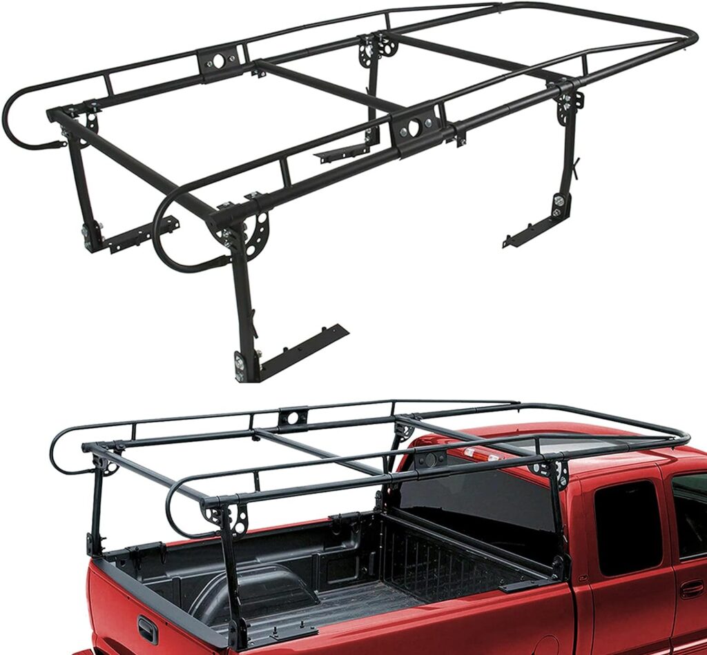 BoardRoad Universal Truck Bed Rack Adjustable Pickup Kayak Lumber Rack Full Size Truck Ladder Racks Black 1000 LBS