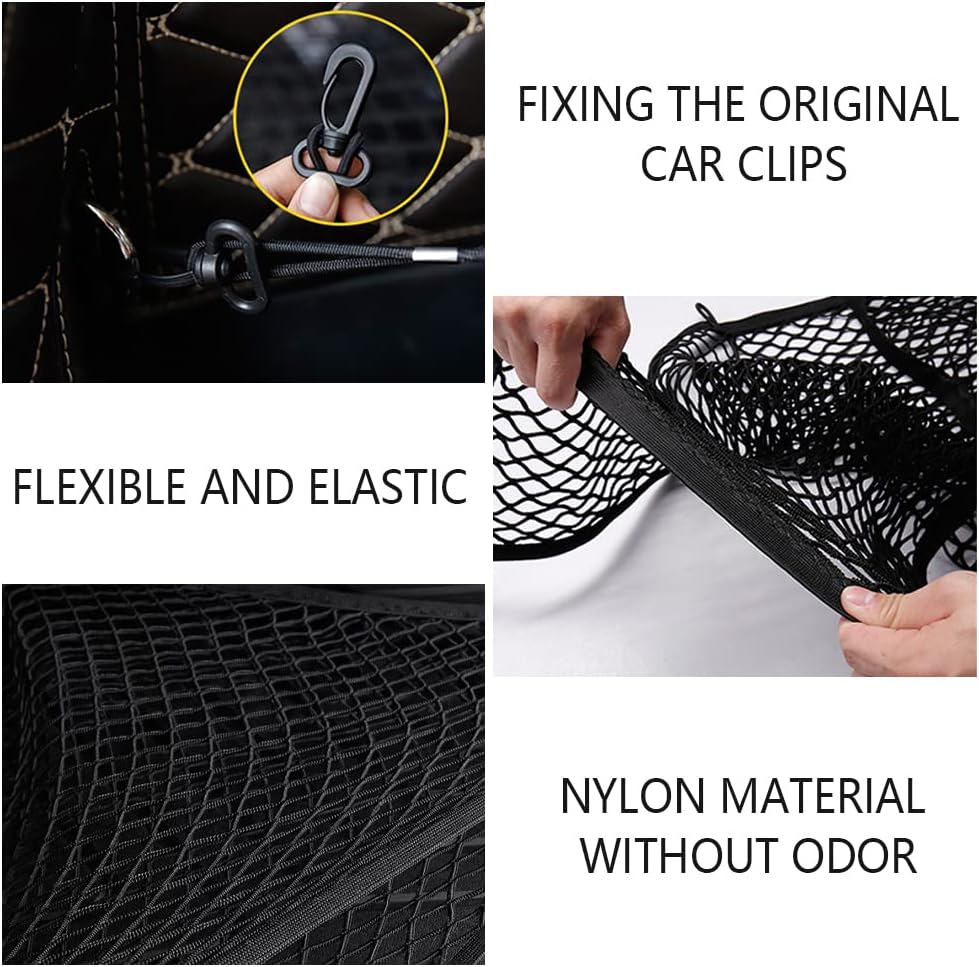 Car Rear Cargo Net with Good ElasticityTensile Strength Trunk Net Organizer for SUV Truck,Ideal Car Net Keeps Overlanding Accessories,Car Camping Accessories (M(35.43x15.74))