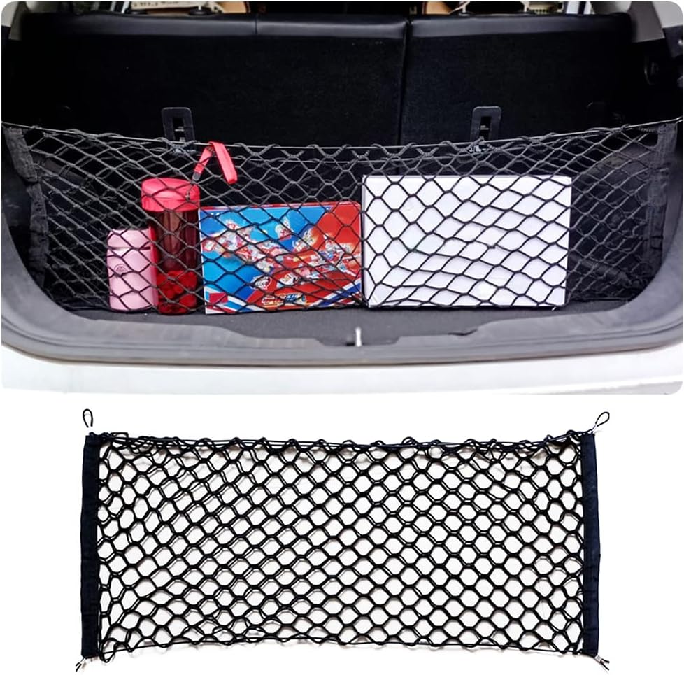 Car Rear Cargo Net with Good ElasticityTensile Strength Trunk Net Organizer for SUV Truck,Ideal Car Net Keeps Overlanding Accessories,Car Camping Accessories (M(35.43x15.74))