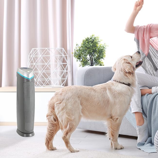Germ Guardian Air Purifier with HEPA 13 Pet Filter, Removes 99.97% of Pollutants, Covers Large Room up to 915 Sq. Foot in 1 Hr, UV-C Light Helps Reduce Germs, Zero Ozone Verified, 28, Gray, AC5250PT : Home  Kitchen