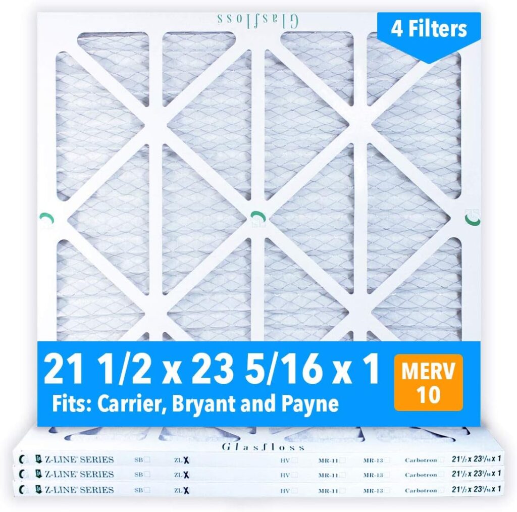 Glasfloss 21-1/2 x 23-5/16 x 1 Air Filters (Case of 4), MERV 10, Pleated, Made in USA