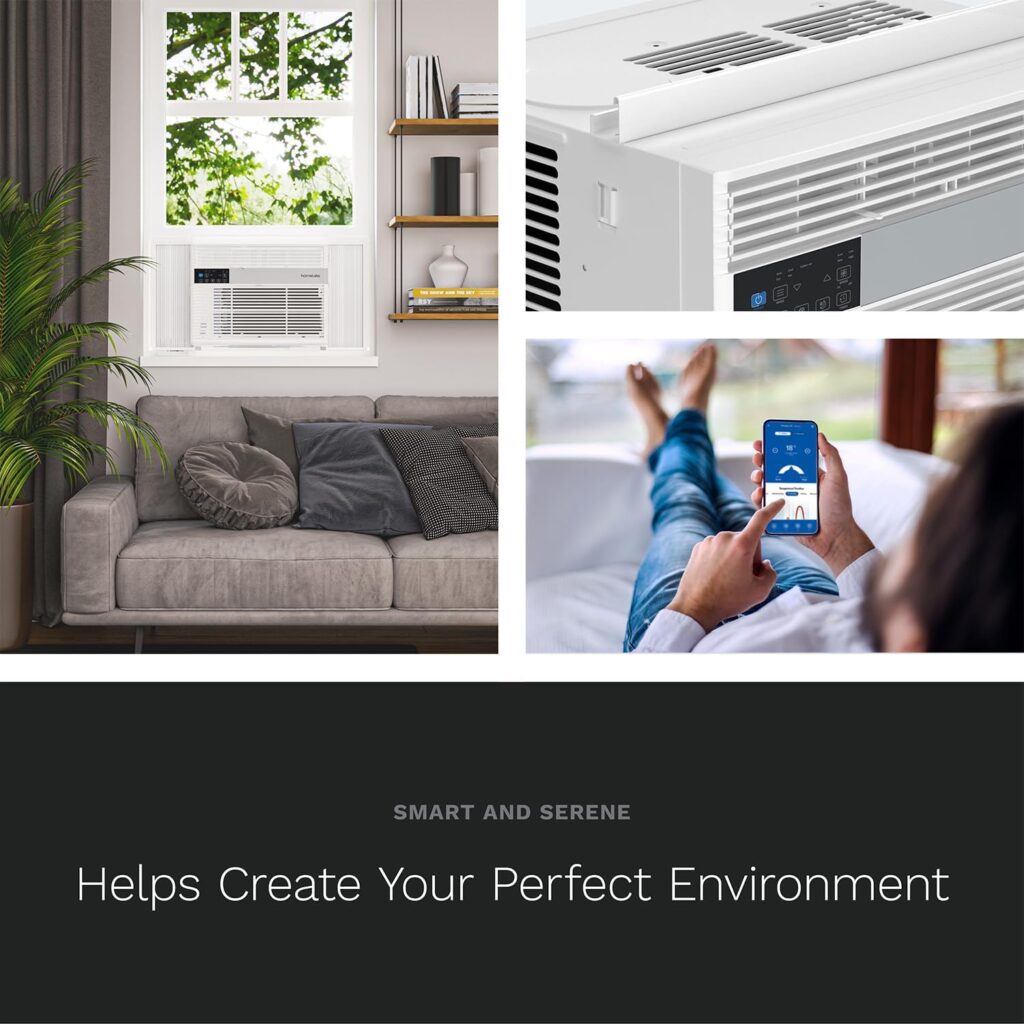 hOmeLabs Window Air Conditioner 14500 BTU - Eco Mode, LED Control Panel - Low Noise, Remote Control, 24-Hr Timer - Compatible with Alexa and Google Assistant - Ideal for Rooms up to 700 Sq. Ft.