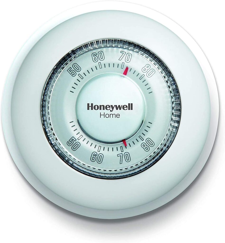 Honeywell Home CT87N1001/E1 The Round Non-Programmable Manual Thermostat, Large, White (Renewed)