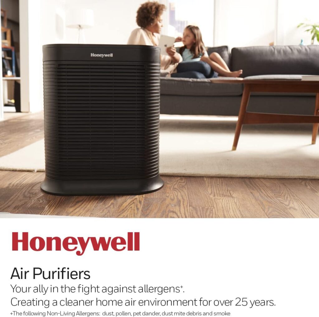 Honeywell HPA300 HEPA Air Purifier for Extra Large Rooms - Microscopic Airborne Allergen+ Reducer, Cleans Up To 2250 Sq Ft in 1 Hour - Wildfire/Smoke, Pollen, Pet Dander, and Dust Air Purifier – Black