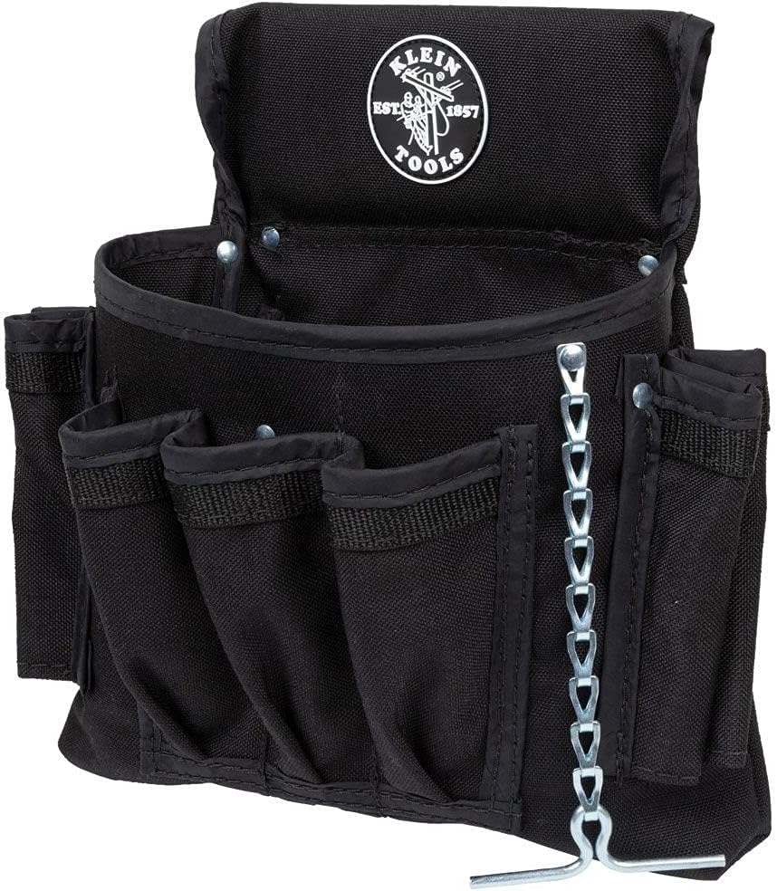Klein Tools 5719 Tool Pouch, PowerLine Series Utility Pouch Fits Tool Belts up to 2.5-Inch, Strong Rivet Reinforced Stitching, 18-Pocket