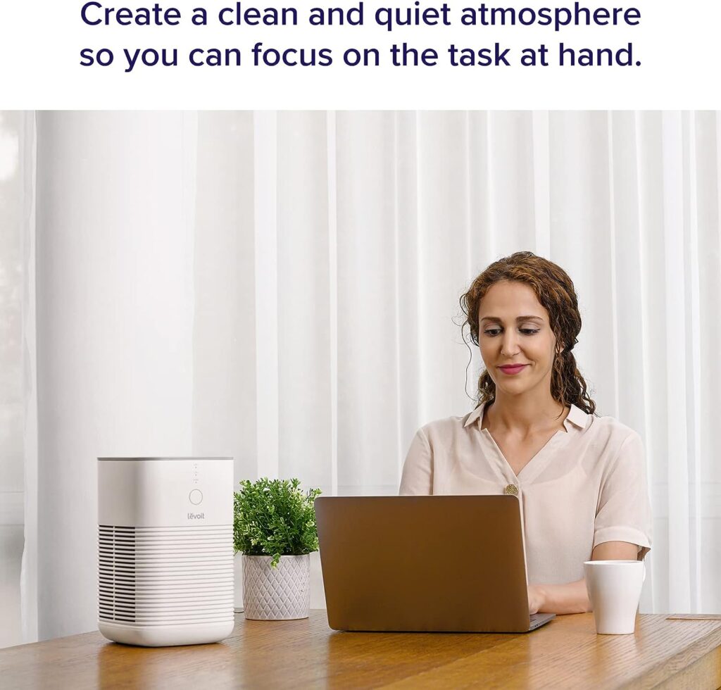 LEVOIT Air Purifier for Home Bedroom, HEPA Fresheners Filter Small Room Cleaner with Fragrance Sponge for Smoke, Allergies, Pet Dander, Odor, Dust Remover, Office, Desktop, Table Top, 1 Pack, White
