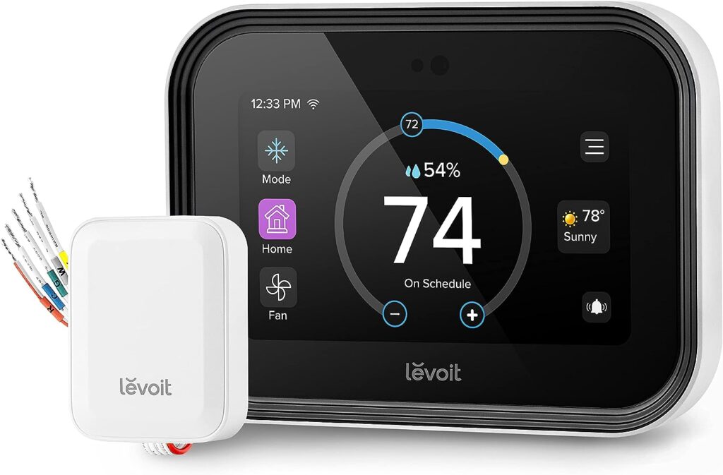 LEVOIT Smart Thermostat for Home, WiFi Programmable Digital Thermostat, Works with Alexa and Smart Sensor, Energy Saving, Large Touch Screen, C-Wire Adapter Included, DIY Install, Aura 400S, White