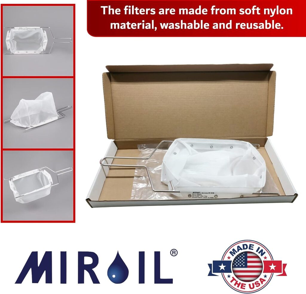 Miroil | B5FS Fryer Filter Bag  Frame | MirOil EZ Flow Filter Bag Combination | Part 02751| Use to Filter Fry Oil | Suitable for 40 lb or 50 Qt Polishing Oil | Durable, Easy to Clean with Hot Water