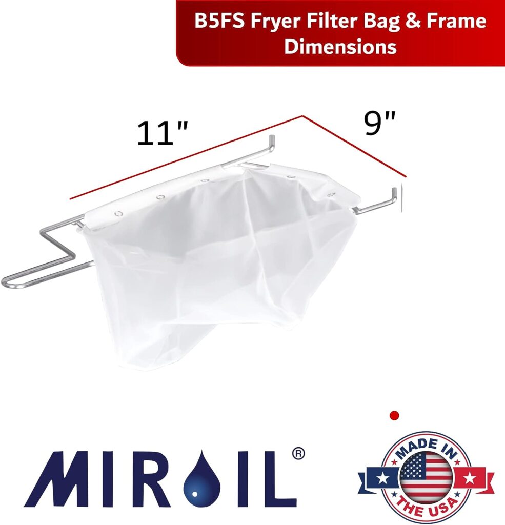 Miroil | B5FS Fryer Filter Bag  Frame | MirOil EZ Flow Filter Bag Combination | Part 02751| Use to Filter Fry Oil | Suitable for 40 lb or 50 Qt Polishing Oil | Durable, Easy to Clean with Hot Water