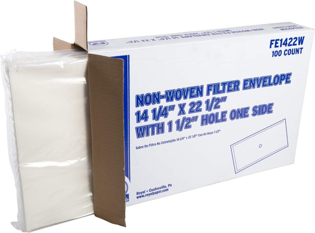 Royal Non-Woven Filter Envelopes with 1.5 Inch One Sided Hole, 14 Inch x 22.25 Inch, Package of 100