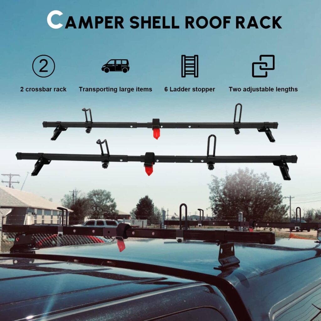 StarONE Universal Camper Shell Roof Rack Truck Topper Rack for Van Trailer and Truck w/Cap,Adjustable 60-72