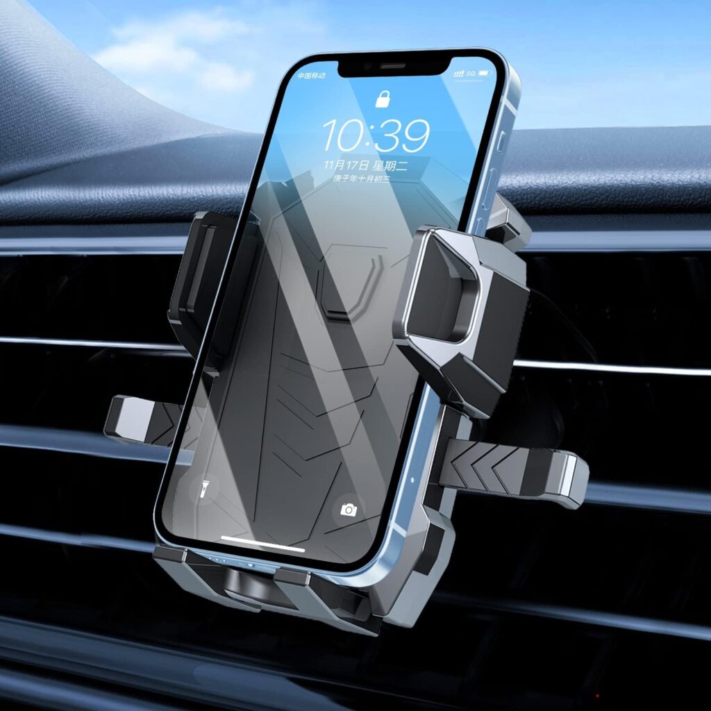 SUYRAKI Phone Mount for Car Vent Military-Grade Protection Universal Air Vent Car Mount Hands Free Car Phone Holder Mount Compatible with iPhone  Other Cellphone