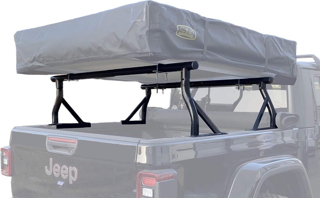 TMS 800 LB Low Profile Extendable Non-Drilling Steel Pickup Truck Bed Rack Sport Bar Rooftop Tent 2 Bar Set (Sportbar, 21)