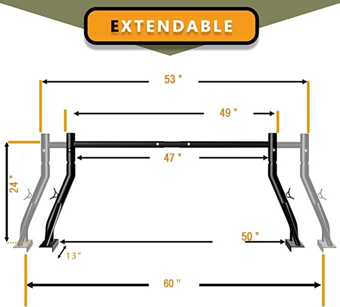 TMS Steel Universal Headache Rack for Construction Truck Pickup Truck Single Bar Set(Patent Pending) (Rack)