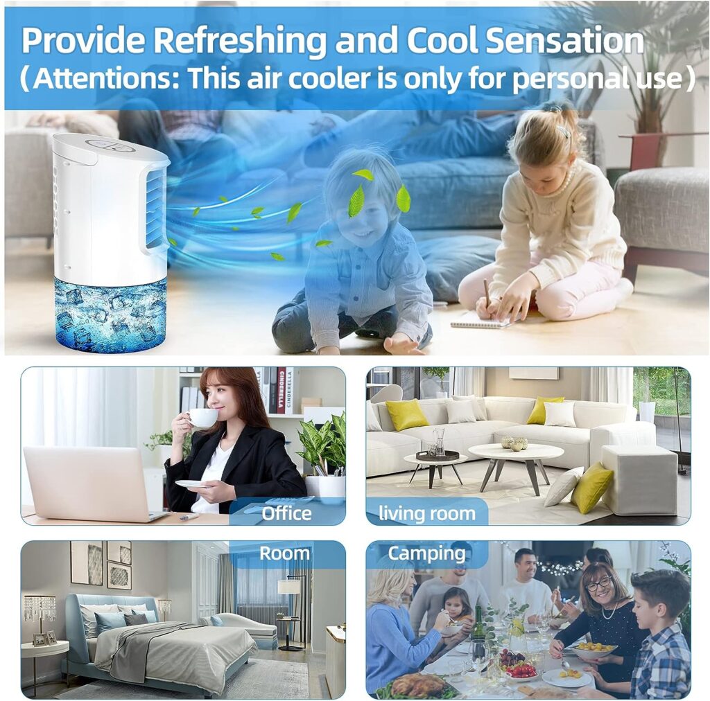 Upgraded Mini Air Conditioner,Portable Small air conditioner Personal Air Cooler Mini Evaporative Cooler for Room Home Bedroom