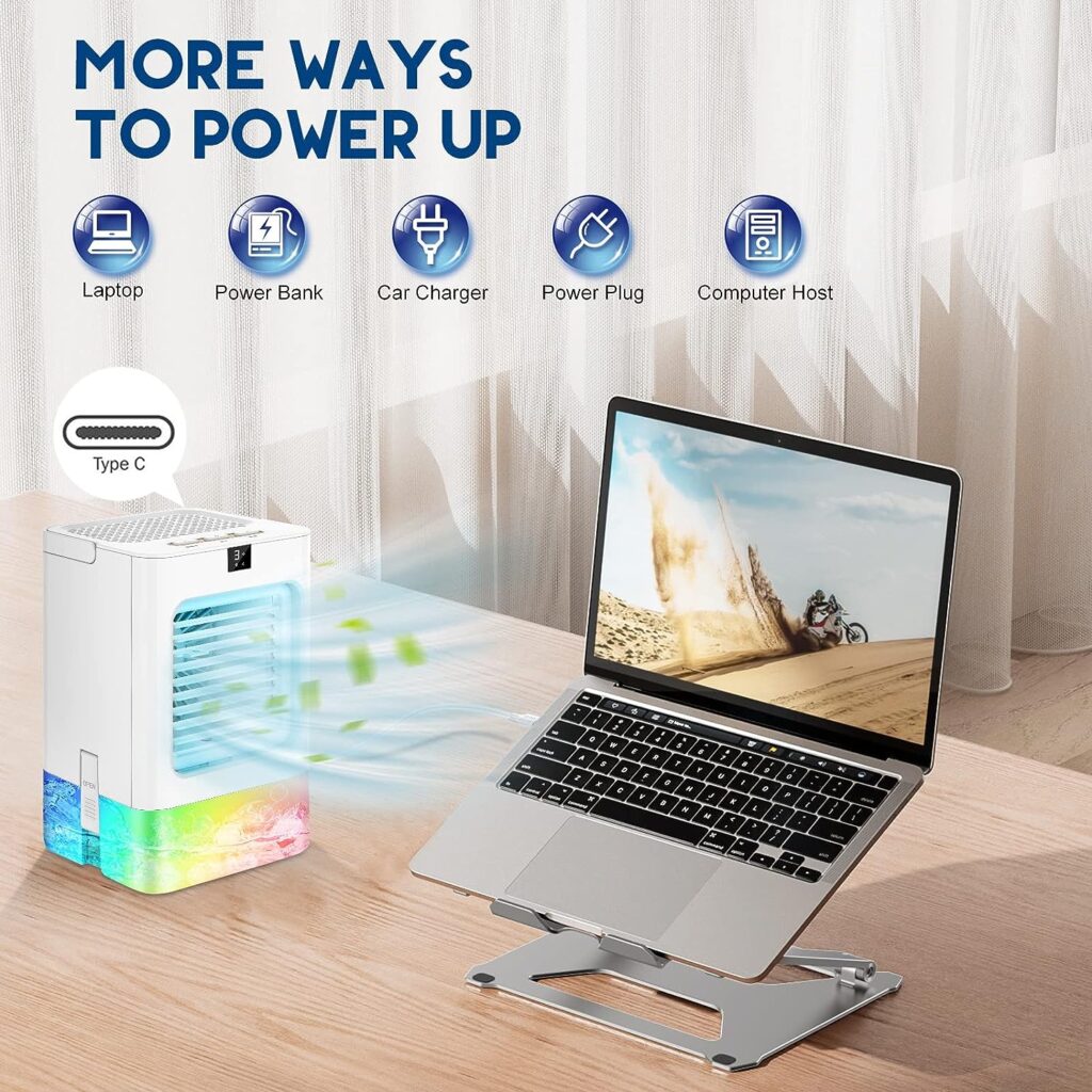 Warmhoming Portable Air Conditioner, 450ML Chill2.0 Evaporative Air Cooler, 3 Powerful Speeds Mini Air Conditioner, Personal Space Cooler Humidifier, Small Portable AC Fan for Home