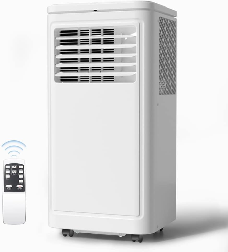 Joy Pebble Portable Air Conditioner, 8000 BTU for Room up to 350 sq. ft, Portable AC with Dehumidifier  Fan, 2 Fan Speeds, 24H Timer, Remote Control, Energy Efficiency