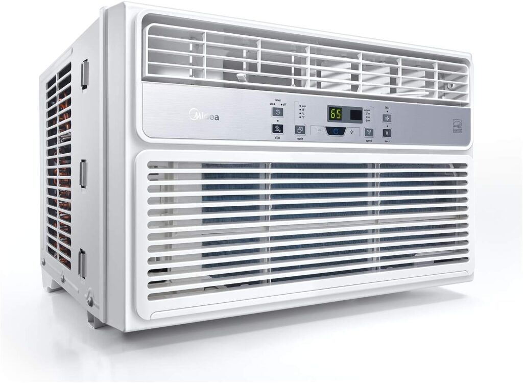 MIDEA EasyCool Window Air Conditioner - Cooling, Dehumidifier, Fan with remote control - 10,000 BTU, Rooms up to 450 Sq. Ft. (MAW10R1BWT Model) (Renewed)