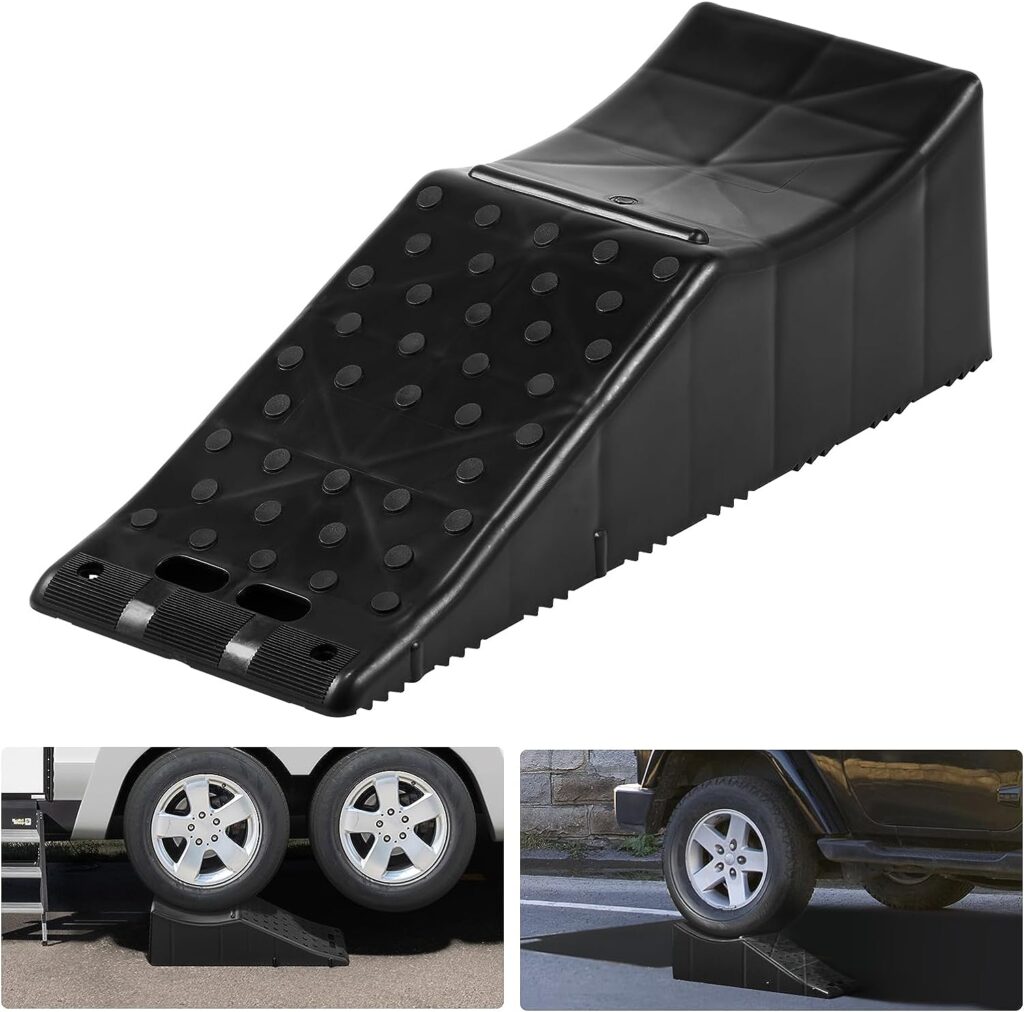 VEVOR Car Service Ramp, 20000 lbs/10 ton Loading Capacity, 5.5 Lift Car Ramp, Low Profile Plastic Tire Ramp, Heavy Duty Truck Ramp for Oil Changes Wheels, Lift Vehicle Maintenance, 1-Pack