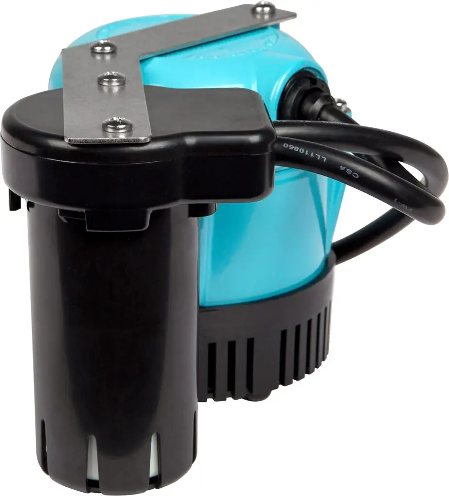 Little Giant 550521, 1-ABS 115-Volt, 1/150 HP, 205 GPH Shallow Pan Condensate Removal Pump for portable air conditioners, dehumidifiers, Blue