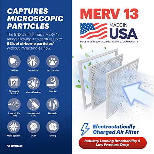 Upgrade Your Indoor Air Quality with BNX TruFilter 14x14x1 Air Filter MERV 13 (6-Pack) - Made in USA 3 Upgrade Your Indoor Air Quality with BNX TruFilter 14x14x1 Air Filter MERV 13 (6-Pack) - Made in USA - Image 3