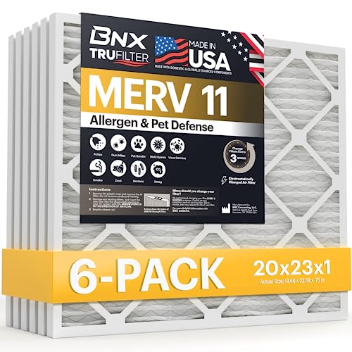 Ultimate Allergy Defense: BNX TruFilter 20x23x1 Air Filter MERV 11 (6-Pack) - Made in USA 1 ac filter easy
