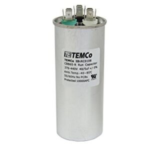 TEMCo 40+5 uf/MFD 370-440 VAC Volts Round Dual Run Capacitor 50/60 Hz AC Electric - Lot -1 (Optional uf/MFD, Voltage and Lot Quantities Available)