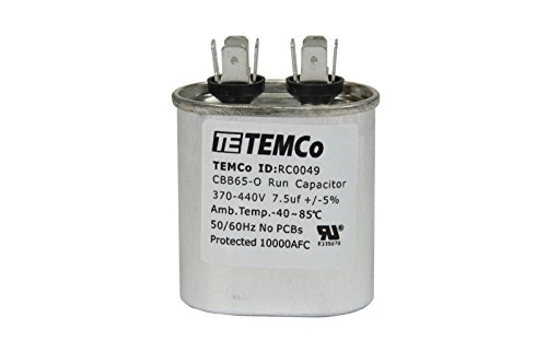 TEMCo 7.5 uf/MFD 370-440 VAC Volts Oval Run Capacitor 50/60 Hz AC Electric - Lot -1 (Optional uf/MFD, Voltage and Lot Quantities Available)