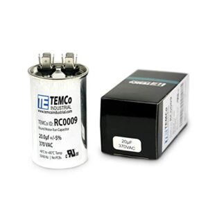 TEMCo 20 uf/MFD 370 VAC Volts Round Run Capacitor 50/60 Hz AC Electric - Lot -1 (Optional uf/MFD, Voltage and Lot Quantities Available)