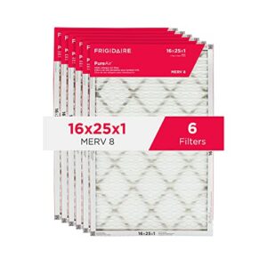 Frigidaire PureAir® 16x25x1 MERV 8 Allergen Electrostatic Pleated Air Conditioner HVAC AC Furnace Filters - 6 Pack (exact dimensions 15.81 X 24.81 X 0.81)