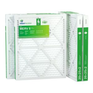 20x25x2 Air Filter TRIGHTFILTERS, Durable MERV 8 Pleated Home HVAC AC Furnace Heater Filters Replacement, Lightweight Compact Air Conditioner Filters 4 Pack