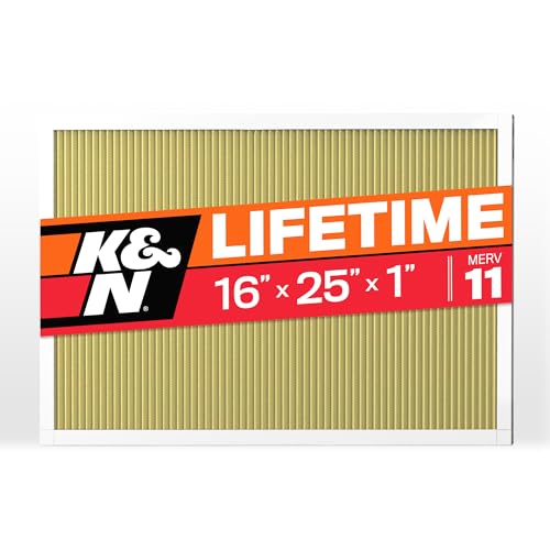 K&N 16x25x1 Air Filter, Merv 11, Washable Air Filter, the Last Furnace Filter You Will Ever Buy, Breathe Safely at Home or in the Office (Actual Dimensions .8 x 24.6 x 15.6 inches),1 Count (Pack of 1)