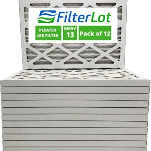 FilterLot 16x20x1 Air Filter MERV 13, Pleated HVAC AC Furnace Filters (12-Pack)