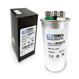 TEMCo 30+5 uf/MFD 370 VAC volts Round Run Capacitor 50/60 Hz AC Electric - Lot -1