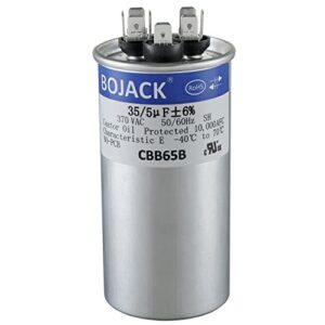 BOJACK 97F9834 35+5uF 35/5MFD ±6% 370V CBB65 Dual Run Circular Start Capacitor for AC Motor Run or Fan Start or Condenser Straight