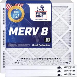 Filter King 12x20x1 Air Filter | 3-PACK | MERV 8 HVAC Pleated A/C Furnace Filters | MADE IN USA | Actual Size: 11.5 x 19.5 x .75"