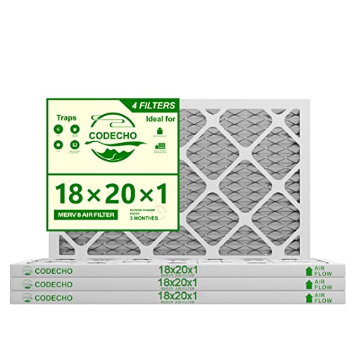 18x20x1 air filter furnace filter HVAC AC furnace air filters Replacement Pleated Air Filte air conditioner filters vent filters for home ac filters 18x20x1heater filters(MERV8 4PACK)