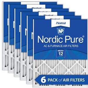 Nordic Pure 16x24x1 (15 1/2 x 23 1/2 x 3/4) Pleated MERV 12 Air Filters 6 Pack