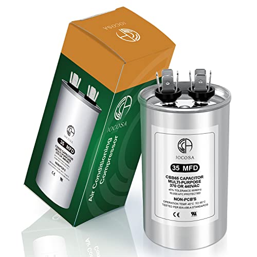 JOCOSA 35 MFD AC Capacitor 370 440 VAC 50/60Hz 35uf CBB65 Round Run Start Capacitor for Condenser Straight Cool, AC Unit Fan Motor Start, Heat Pump, Air Conditioner, Pool Pump
