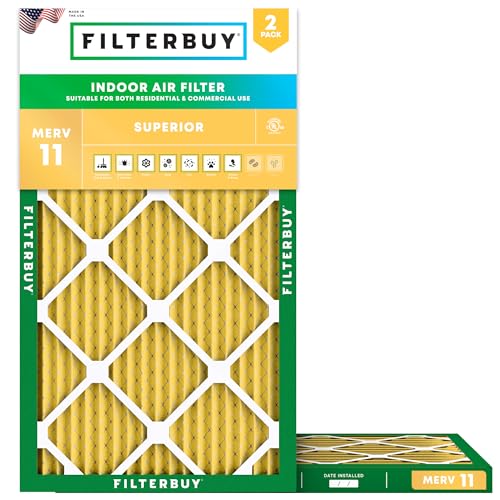 Filterbuy 12x36x1 Air Filter MERV 11 Allergen Defense (2-Pack), Pleated HVAC AC Furnace Air Filters Replacement (Actual Size: 11.88 x 35.88 x 0.75 Inches)