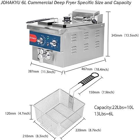 Get ⁢Fry-tastic with the JOHAKYU 13Lbs Commercial Deep Fryer!