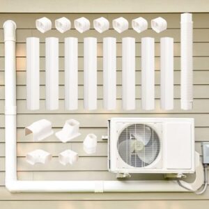 Kerykwan 3" W 13.5Ft L Mini Split AC Line Cover Kit Decorative PVC Tubing Pipe Cover Set for Center Air Conditioner&Heat Pumps Systems
