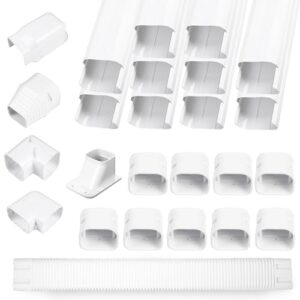 LyPrem 16Ft Mini Split Line Set Cover 3" PVC Line Cover Kit for Mini Split and Central Air Conditioner & Heat Pump
