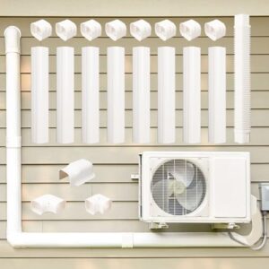 Kerykwan 4" W 13.5Ft L Mini Split AC Line Cover Kit Decorative PVC Tubing Pipe Cover Set for Center Air Conditioner&Heat Pumps Systems